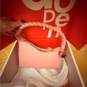 Elegant Pink Shoulder Bag with Braided Handle